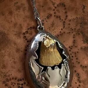 hatching chick necklace on a chain sterling